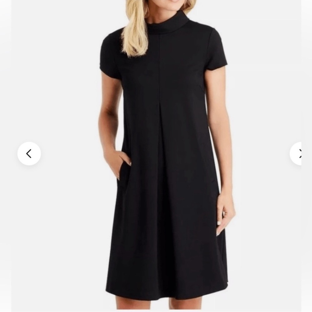 J. McLaughlin Leila NAVY Cap Sleeve Rollover Collar A line dress size X Small